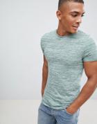 Asos Design Muscle T-shirt In Lightweight Knitted Jersey With Roll Sleeve In Green - Green