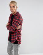 Sixth June Oversized Flannel Check Shirt In Red - Red