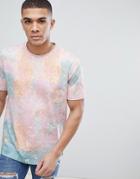 Boss Washed Print T-shirt In Pink - Pink