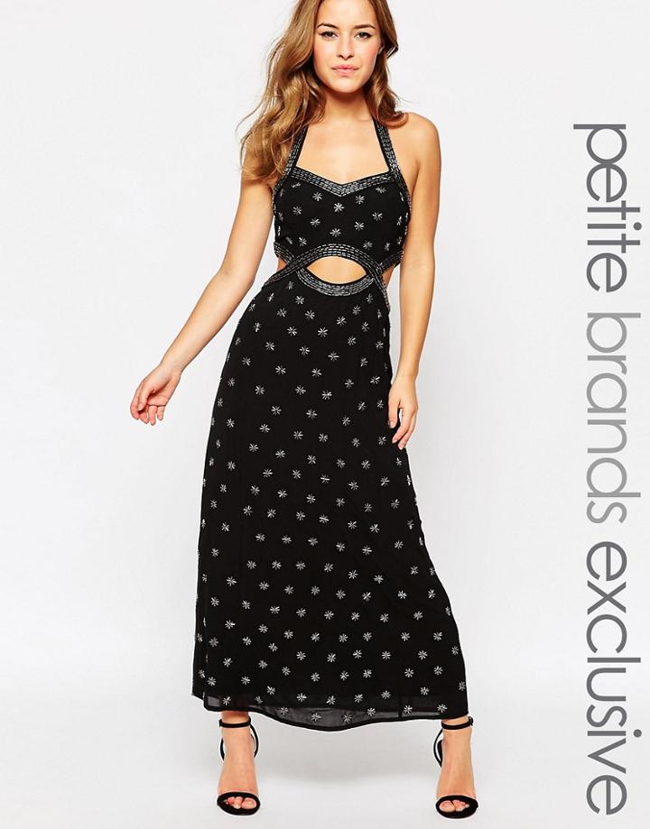 Maya Petite Cut Out Embellished Maxi Dress - Black