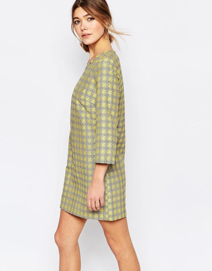 Traffic People Shift Dress In Check - Yellow