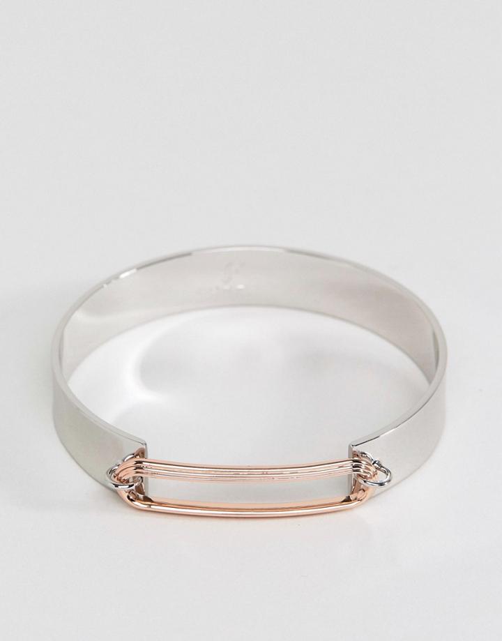Fiorelli Rose Gold Loop Bangle - Silver