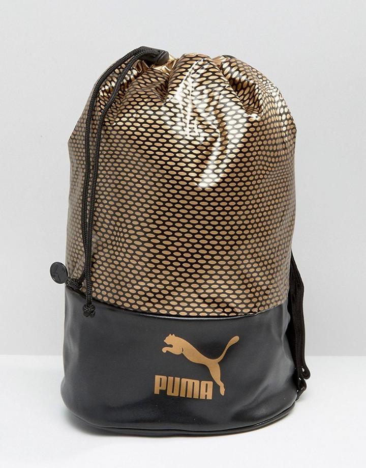 Puma Bucket Bag In Black And Gold - Black
