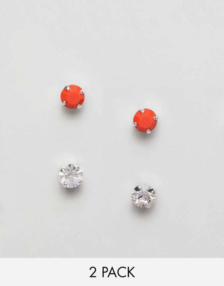 Krystal London Swarovski Crystal 2 Pair Of Studs - Red