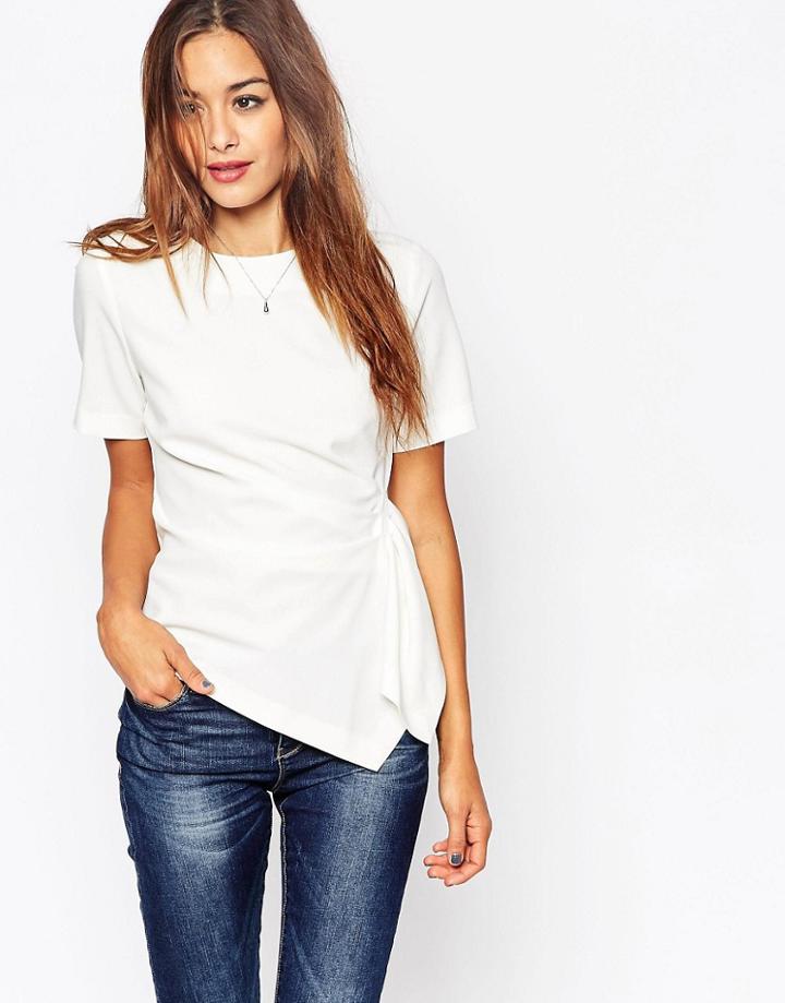 Asos Origami T-shirt In Crepe - White