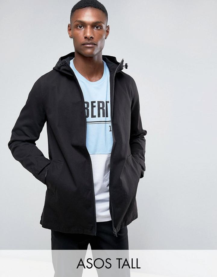 Asos Tall Festival Lightweight Parka Jacket In Black - Black