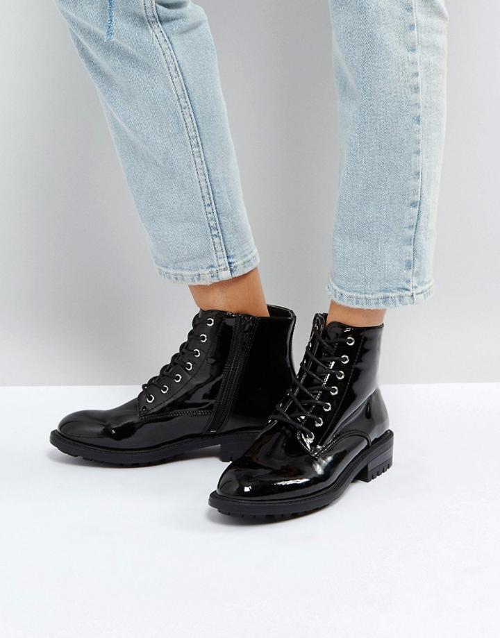 Faith Brent Lace Up Boots - Black
