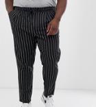 Asos Design Plus Cigarette Pants In Textured Stripe-black