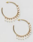 Asos Faux Pearl Hoop Earrings - Gold
