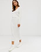 Asos Design Two-piece Moving Rib Knit Skirt-cream