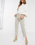 River Island Straight Leg Jeans In Ecru-neutral