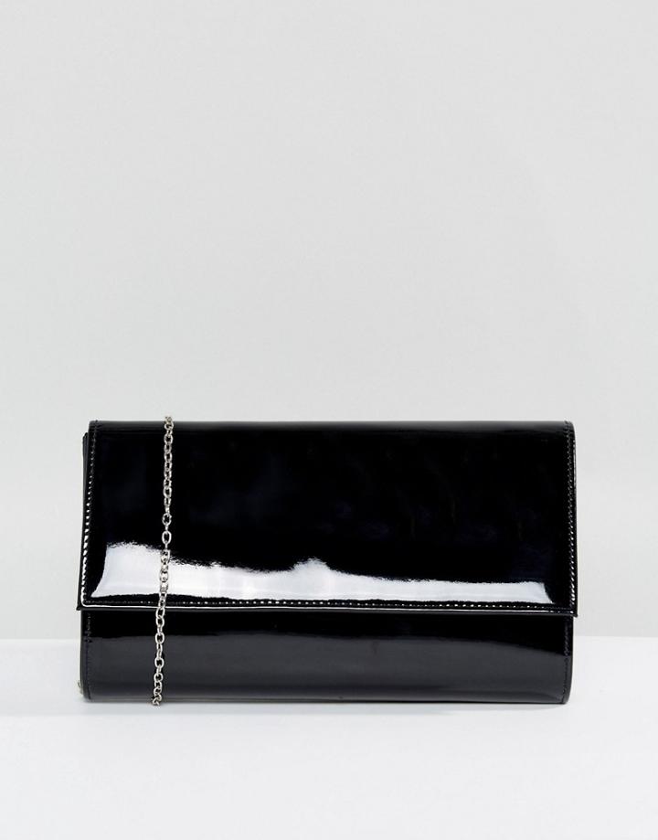 Chi Chi London Metallic Flap Clutch Bag - Black