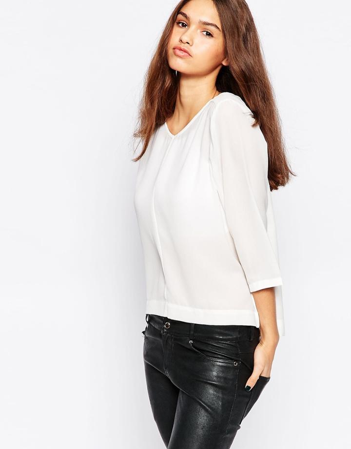 Brave Soul V Neck 3/4 Sleeve Top - Cream