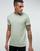 Asos T-shirt In Green With Crew Neck - Green