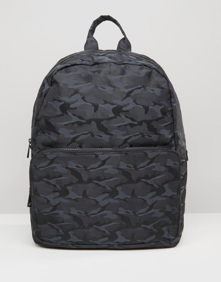 Asos Backpack In Camo - Black