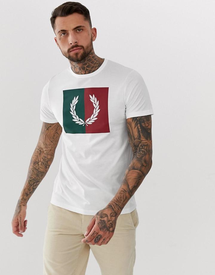 Fred Perry Color Block Wreath T-shirt In White