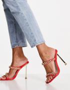 Bebo Neevie Chain Strap Mules In Red