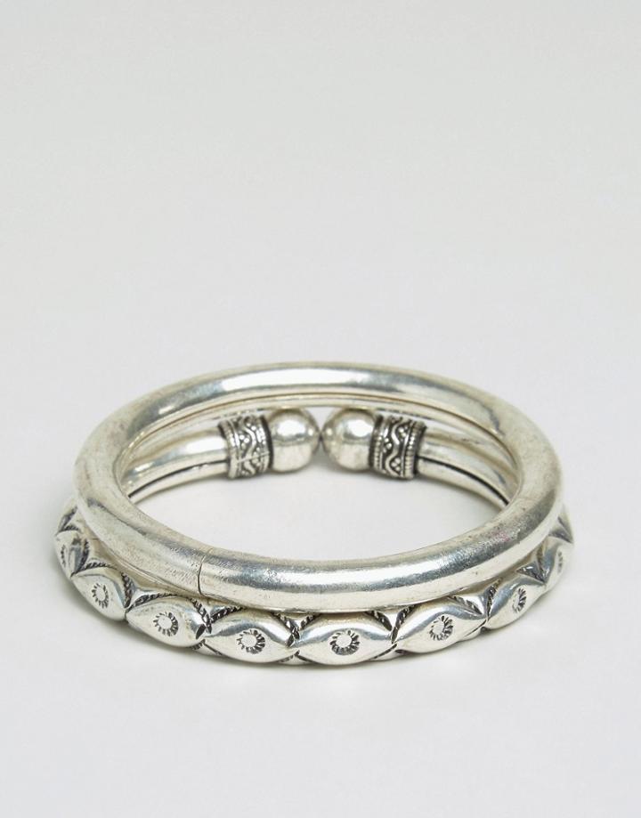 Sacred Hawk Tibetan Bangle Pack - Silver