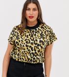 Simply Be High Neck T Shirt In Leopard-multi