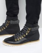 New Look Lace Up Hiker Boots In Black - Black