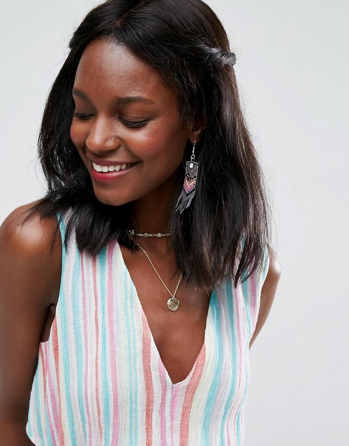 Asos Summer Bead Chevron Drop Earrings - Multi