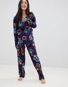 Asos Design Maternity Abstract Navy Floral Traditional 100% Modal Pants Set - Navy
