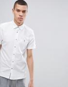 Ted Baker Slim Short Sleeve Linen Shirt In White - White