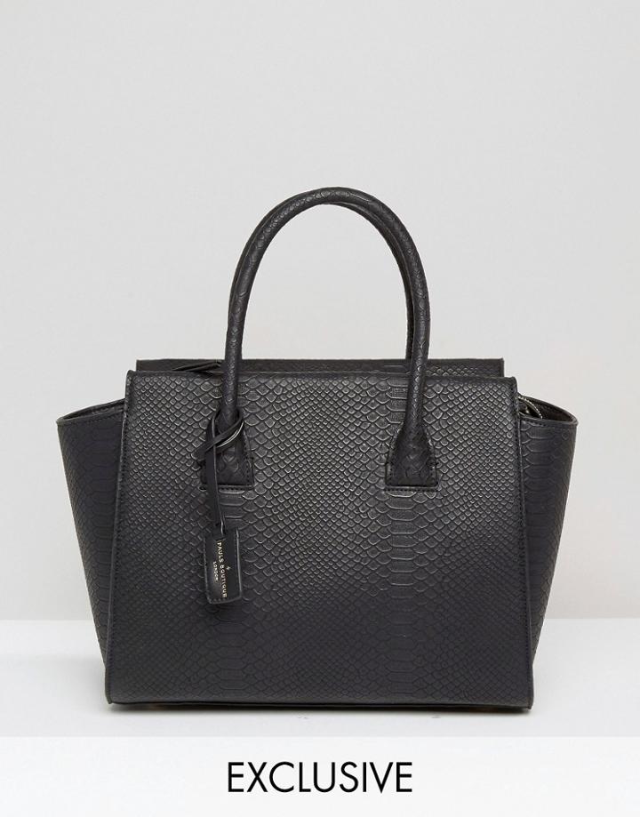 Pauls Boutique Exclusive Bethany Black Snake Structured Tote - Black
