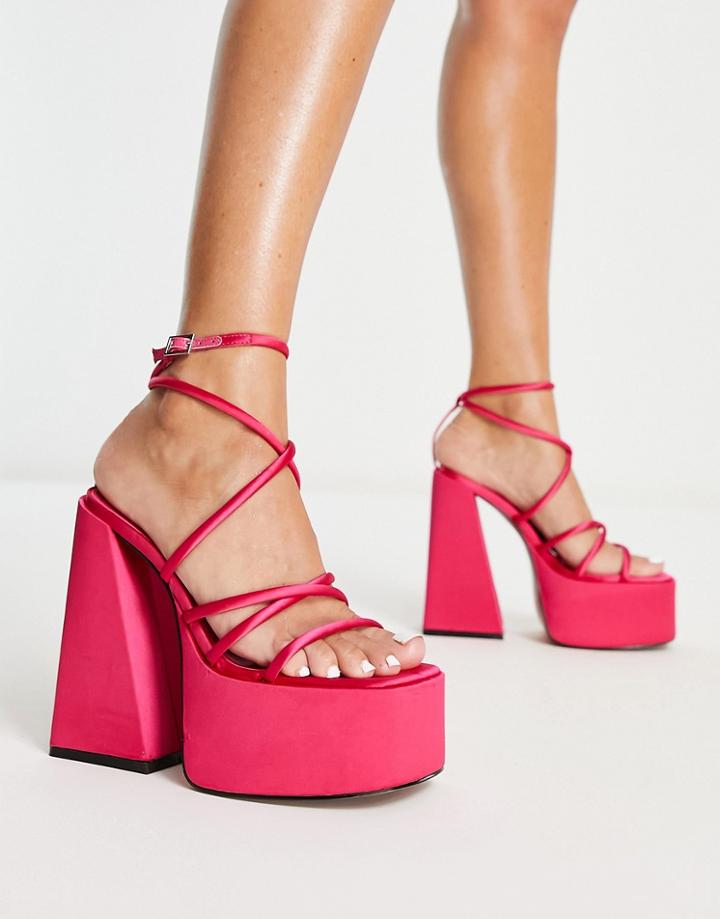 Asos Design Nutcracker Extreme Platform Heeled Sandals In Pink
