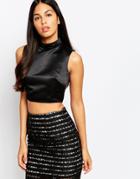 Rosie Fortescue Nice High Neck Crop Top - Navy