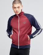 Fred Perry Track Jacket With Contrast Taped Sleeves In Maroon - Red