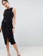 Asos Design Ring Detail Pencil Dress - Black