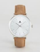 Asos Watch With Leather Strap In Light Tan - Brown