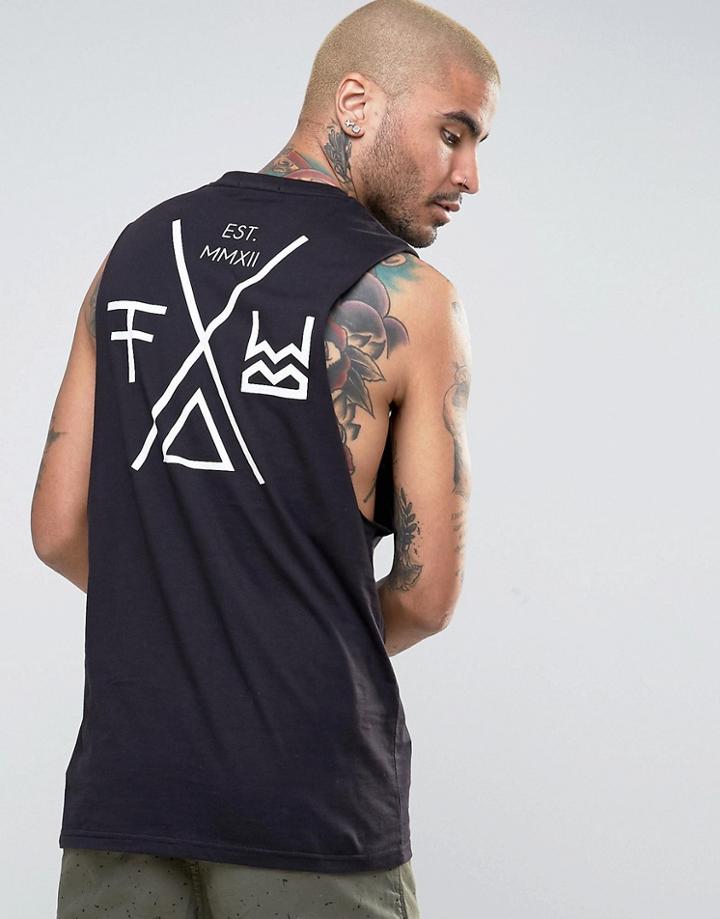 Friend Or Faux Palaside Back Print Sleeveless T-shirt Tank - Black