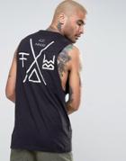 Friend Or Faux Palaside Back Print Sleeveless T-shirt Tank - Black