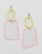 Asos Design Colored Edge Acrylic Shape Earrings - Multi