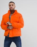 Schott Nebraska Heavy Puffer Jacket Concealed Hood In Orange - Orange