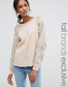 Starry Eyed Tall Sweatshirt With Beaded Shoulder Detail - Pink