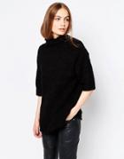 Just Female Aviv 3/4 Sleeve Knit Sweater - Black
