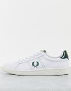 Fred Perry B721 Leather Green Tab Logo Sneakers In White