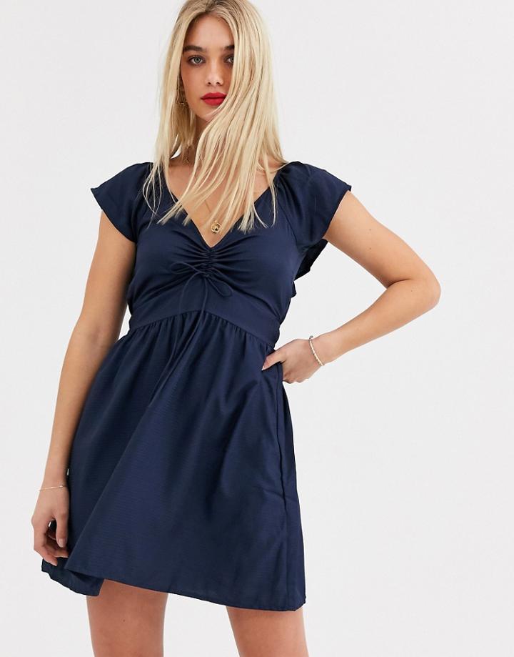 Vero Moda Gathered Front Dress-navy