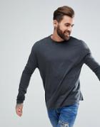 Asos Oversized Long Sleeve T-shirt With Slim Arm - Black