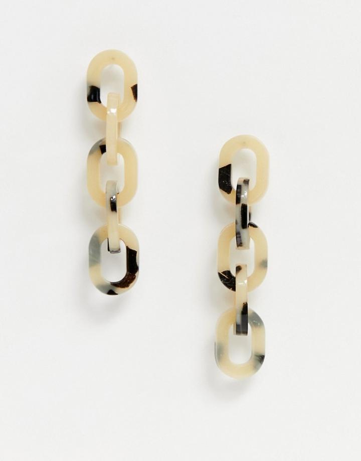 Asos Design Earrings In Tortoiseshell Resin Chain Link - Multi