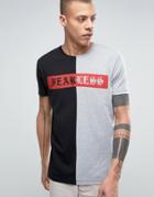 Asos Half And Half T-shirt With Fearless Print - Multi