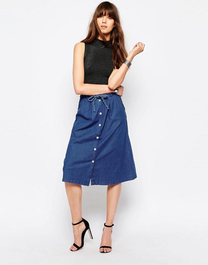 Only Denim Midi Skirt - Chambray Blue