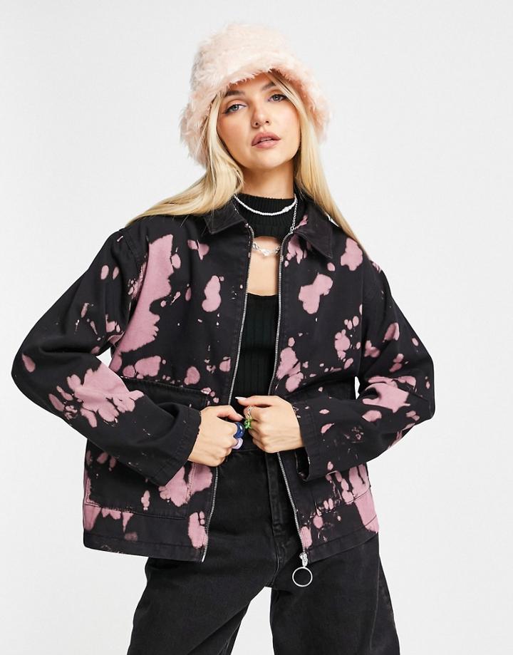 Asos Design Tie Dye Shacket In Black And Pink-blues