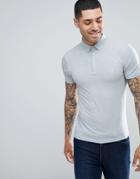 Process Black Plain Stretch Polo Shirt - Blue