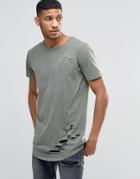 Siksilk Distressed T-shirt - Khaki