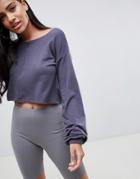Prettylittlething Half Zip Crop Sweatshirt - Gray