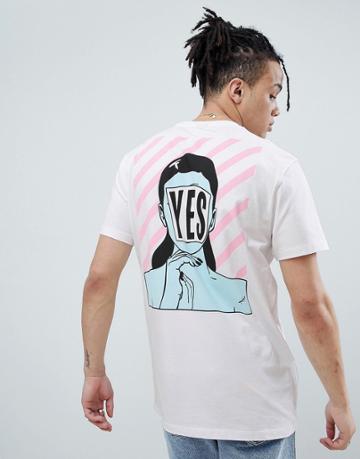 Asos Design Relaxed Longline T-shirt With Yes Face Back Print - White